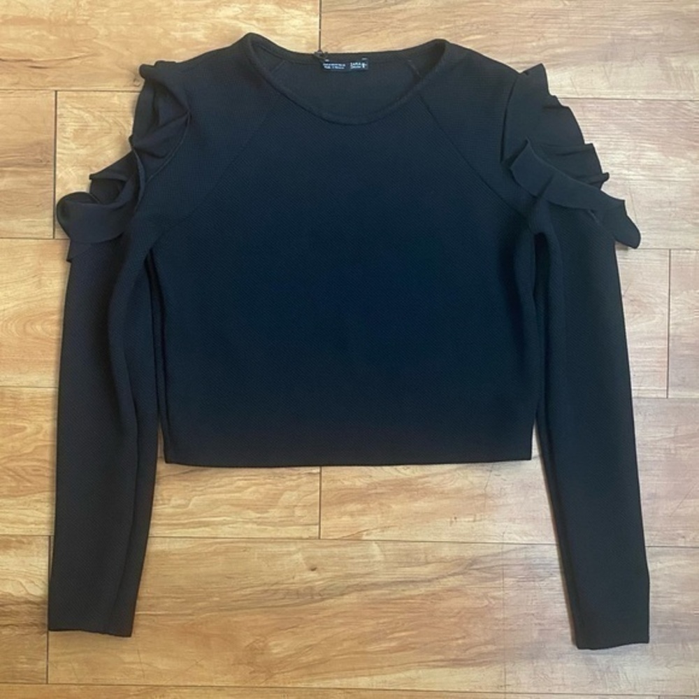 Zara W&B collection long sleeve blouse sz M